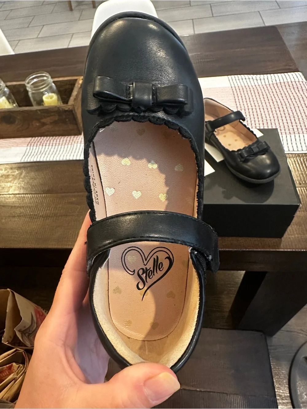 Black Girls Mary Jane Shoes with Bow Accent